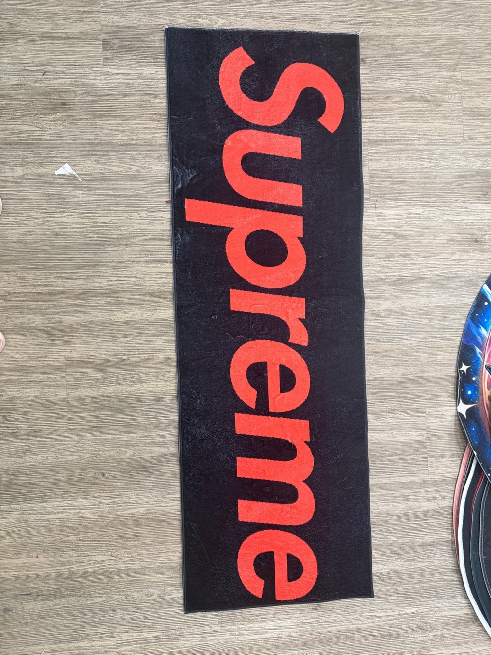 Supreme Black and Red Logo Runner Rug - Brand Name Visible rug
